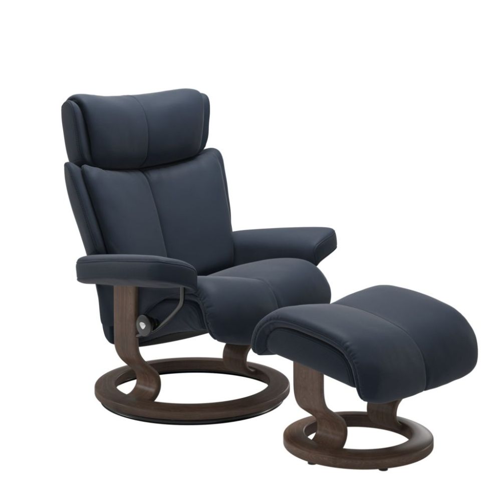 Stressless® Magic (M) Recliner with Footstool – Classic Base