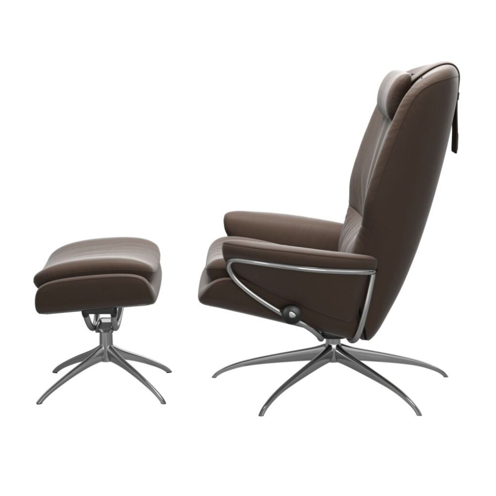 Stressless® Rome Adjustable Headrest Chair with Footstool – Star Base view 4