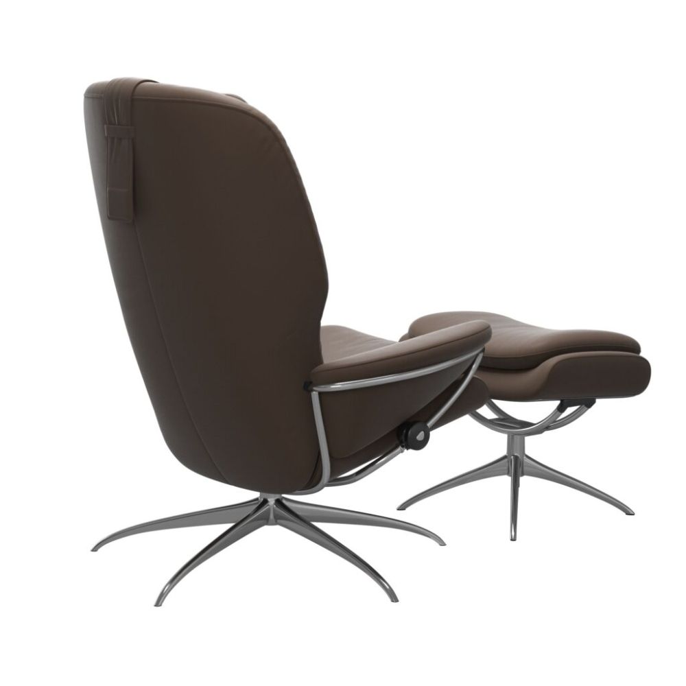 Stressless® Rome Adjustable Headrest Chair with Footstool – Star Base view 2