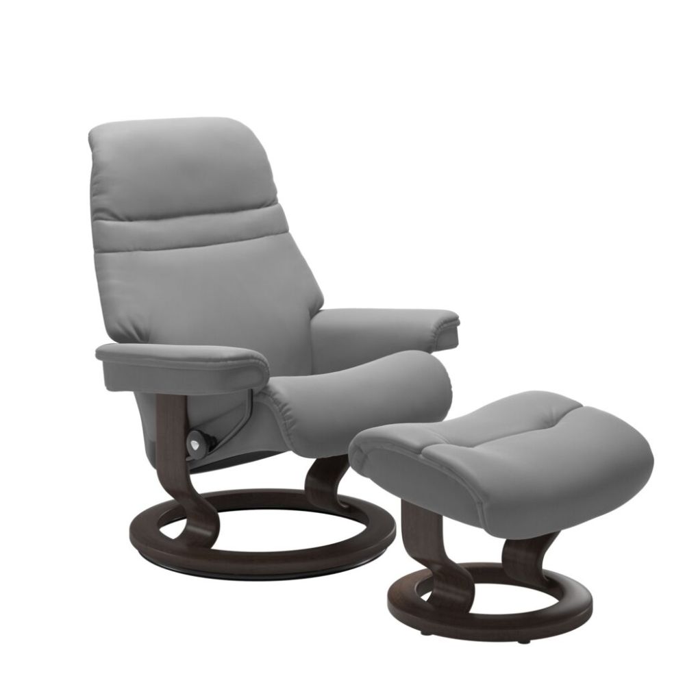 Stressless® Sunrise (M) Recliner with Footstool – Classic Base